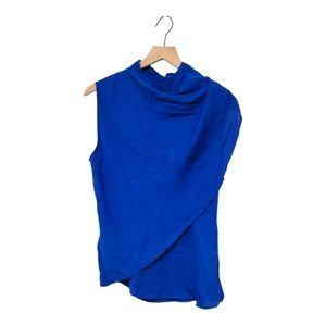 Zara Structured Wrap Drapery Style  Blue Blouse Size Large NWT